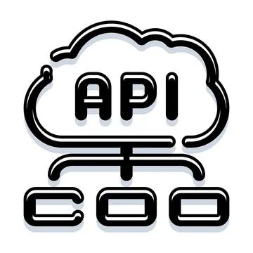 Api cloud computing connection integrating digital services network Stock Illustration