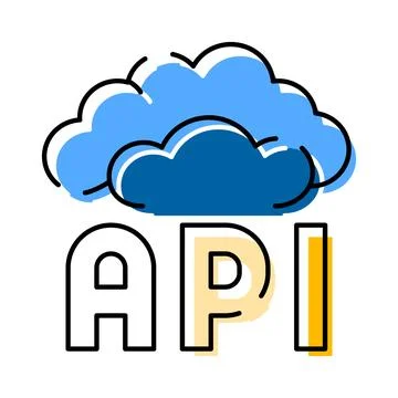 Api cloud computing interface connecting data applications Illustration