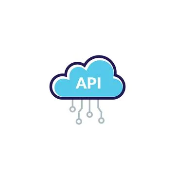 Api cloud integration icon data process. Flat vector web api cloud system Stock Illustration