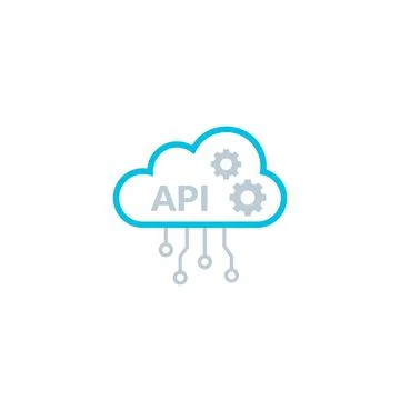 Api cloud integration icon data process. Flat vector web api cloud system Stock Illustration