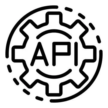 Api code gear icon, outline style Stock Illustration
