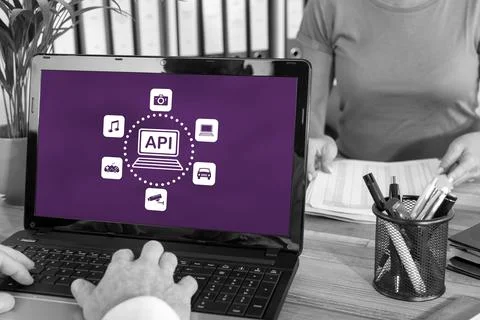 Api concept on a laptop Stock Photos