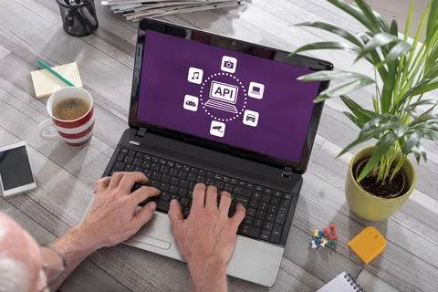 Api concept on a laptop Stock Photos