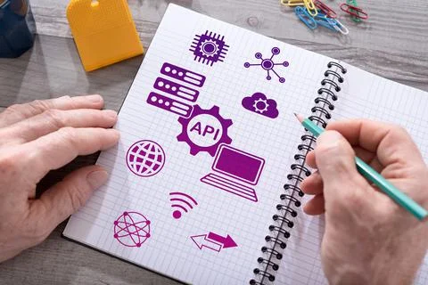Api concept on a notepad Stock Photos