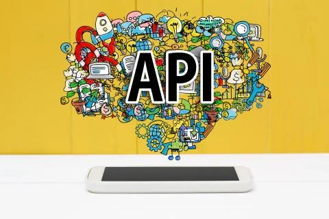 API concept with smartphone Foto stock