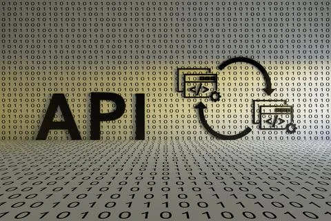 API concept text sunlight 3D illustration Stockillustratie