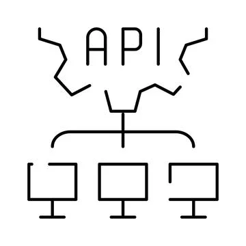 Api connecting applications to multiple computers network 库存插图