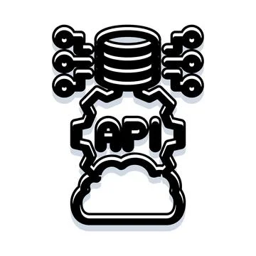 Api connecting cloud computing to a database 스톡 일러스트