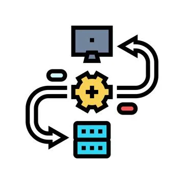 Api connection big data color icon vector illustration Stock Illustration