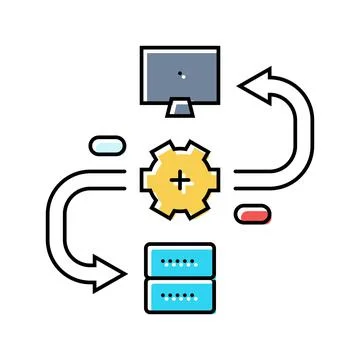 Api connection big data color icon vector illustration Stock Illustration