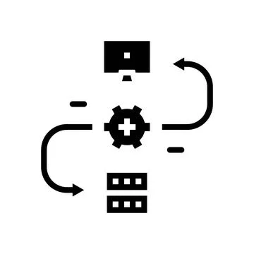 Api connection big data glyph icon vector illustration Stock Illustration