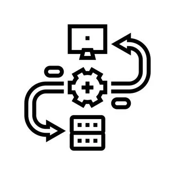 Api connection big data line icon vector illustration Stock Illustration