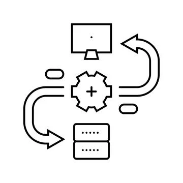 Api connection big data line icon vector illustration Stock Illustration