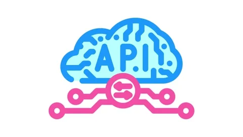 Api connection cloud computing color icon animation Video stock 327260015