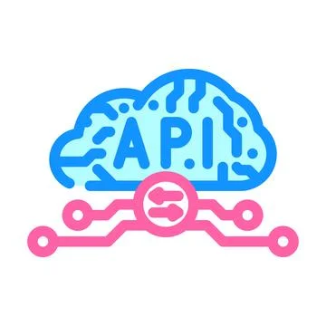 Api connection cloud computing color icon vector illustration Stock Illustration