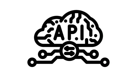 Api connection cloud computing line icon animation Video stock 326752004