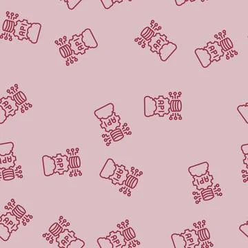 Api connection cloud computing line seamless pattern Stock Illustration