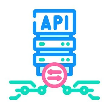 Api connection color icon vector illustration Stock Illustration