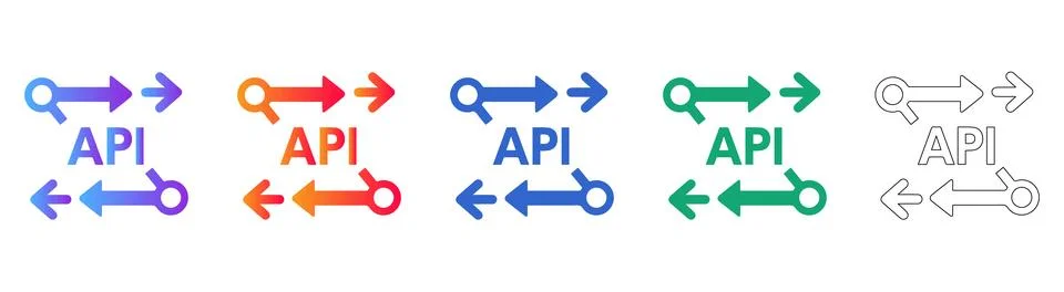 API Connection Link Icon Set Illustration