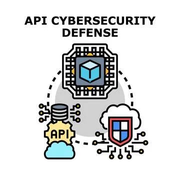 Api cybersecurity defense concept protecting data and network 库存插图