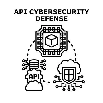 Api cybersecurity defense concept protecting data and network 库存插图
