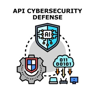 Api cybersecurity defense protecting data and network infrastructure 스톡 일러스트