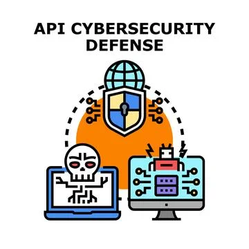 Api cybersecurity defense protecting data from digital attack Illustrazione stock