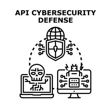 Api cybersecurity defense protecting data from digital attack Illustrazione stock