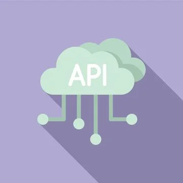 Api data cloud icon flat vector. Gear hosting internet Stockillustratie
