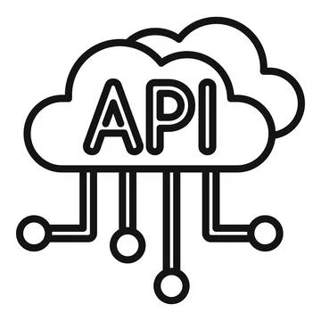 Api data cloud icon outline vector. Gear hosting internet Stock Illustration