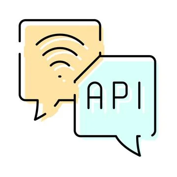Api data exchange between software applications concept Stock Illustration