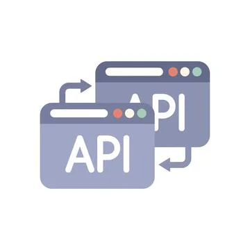 Api data exchange connecting two webpages with arrows Stockillustratie