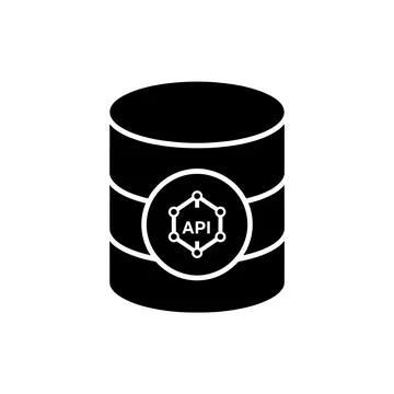 API Database Integration Black Filled Style Icon Stockillustratie