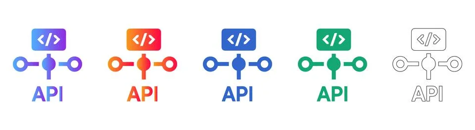 API Development Connection Icons 库存插图
