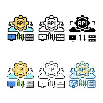 Api digital styleset technology color icon vector Stock Illustration