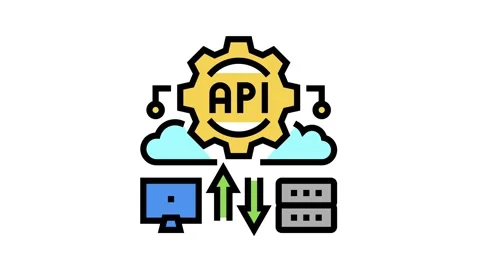 Api digital technology color icon animation Stock Footage 224026942