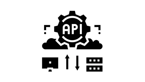 Api digital technology glyph icon animation Stock Footage 222826829