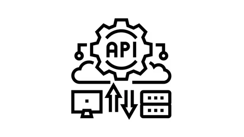 Api digital technology line icon animation Stock Footage 224313210