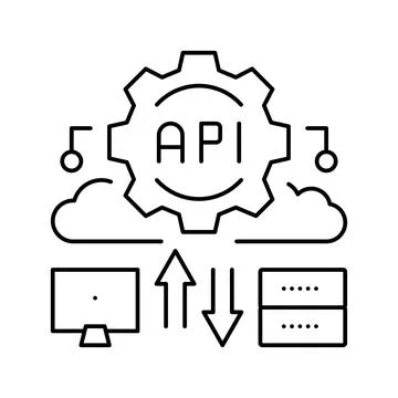 Api digital technology line icon vector illustration Stock Illustration