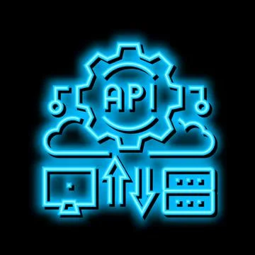 Api digital technology neon glow icon illustration Stock Illustration