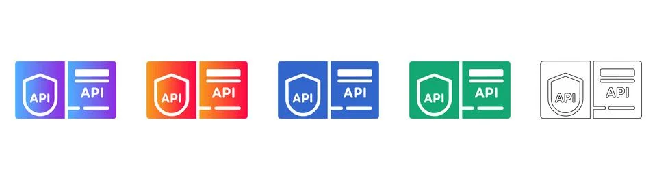 API Documentation and Security Icons Illustrazione stock