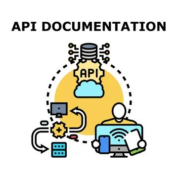Api documentation and software development process Illustrazione stock