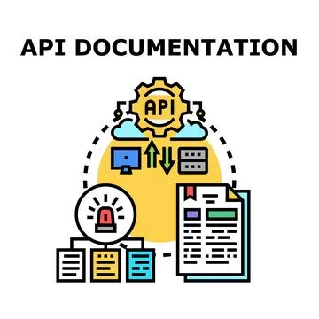 Api documentation concept offering internet software development services Stock Illustration