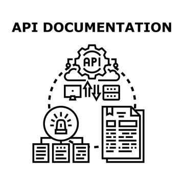 Api documentation concept offering internet software development services Stockillustratie