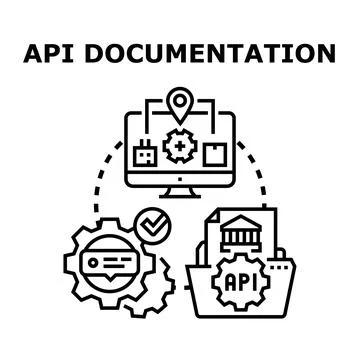 Api documentation process and data exchange development 库存插图