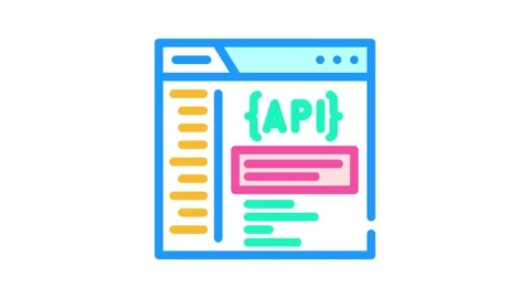 Api documentation technical writer color icon animation Stock Footage 327264947