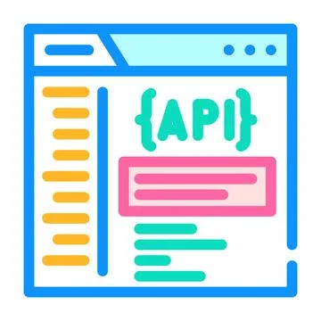 Api documentation technical writer color icon vector illustration Stock Illustration