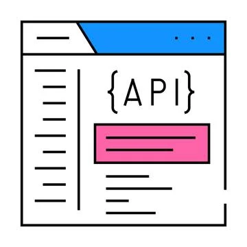 Api documentation technical writer icon color illustration Stock Illustration