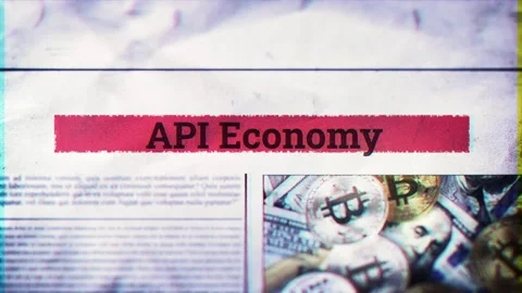 API Economy Title on Digital Newspaper Stock Footage 317054464