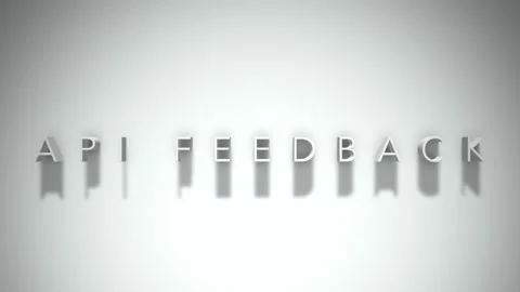 Api feedback 3D title animation white text on a white background Stock Footage 299748725